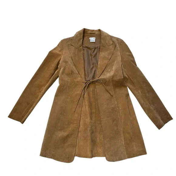Vintage Wet Seal Leather Suede Penny Lane Style Duster Jacket Tie Closure - Picture 11 of 15